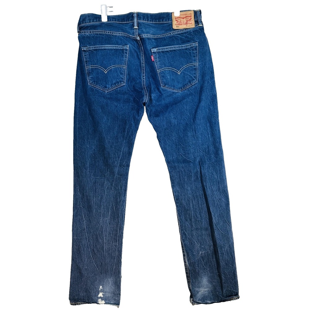 Levis 501 Jeans Mens 34x32 Blue Medium Wash Denim Button Fly Regular Fit - Picture 6 of 16